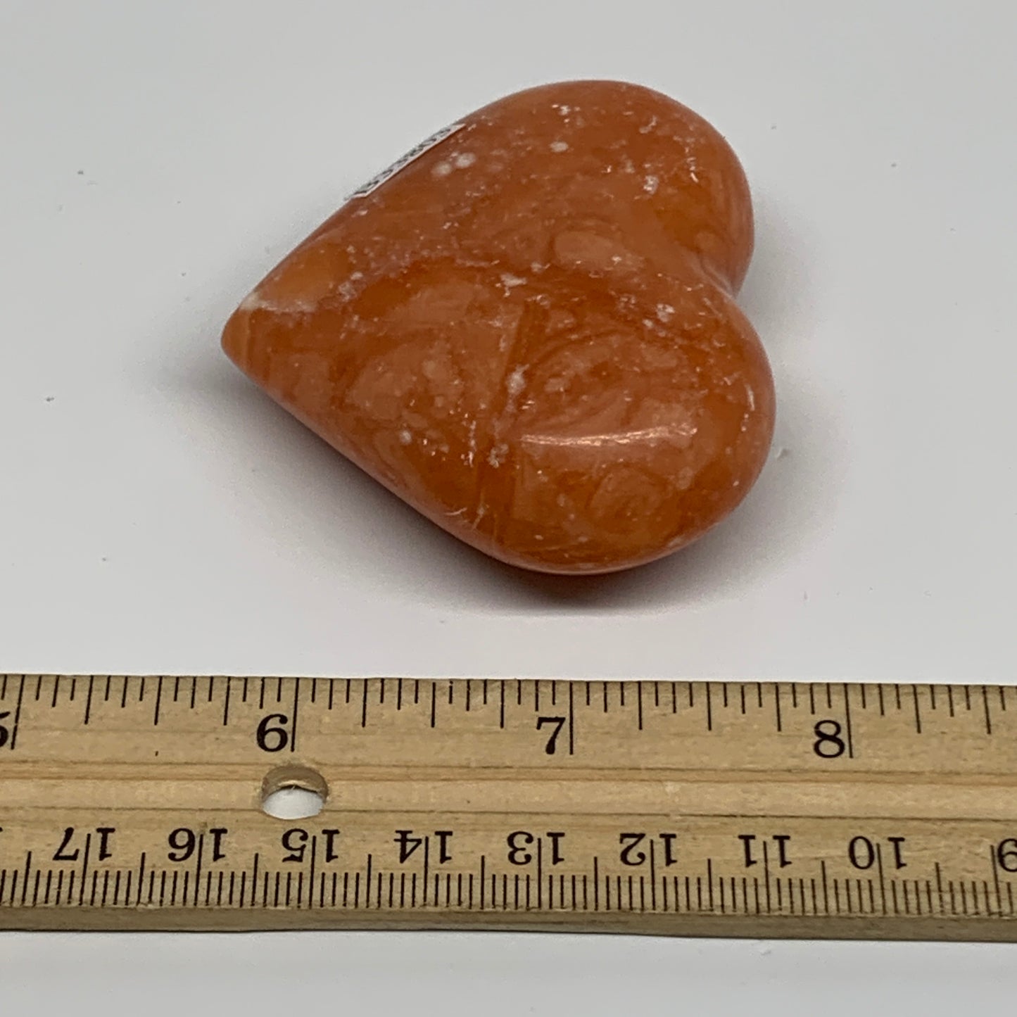 96.8g,2.1"x2.4"x1" Orange Calcite Heart Gemstones from Madagascar, B33803