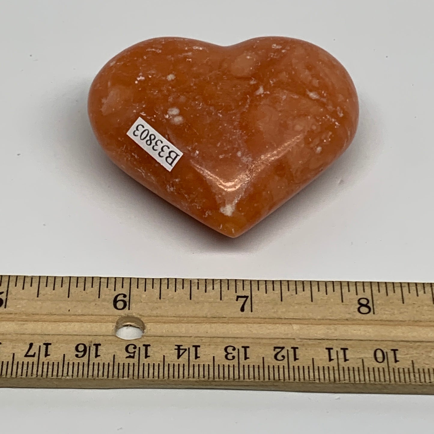 96.8g,2.1"x2.4"x1" Orange Calcite Heart Gemstones from Madagascar, B33803