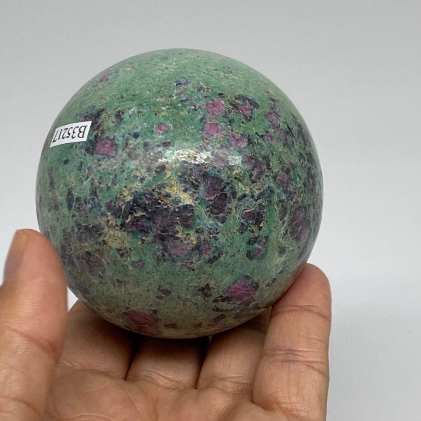 1.13 lbs, 2.7"(70mm), Zoisite with Ruby Sphere Sphere Ball Crystal, B25217