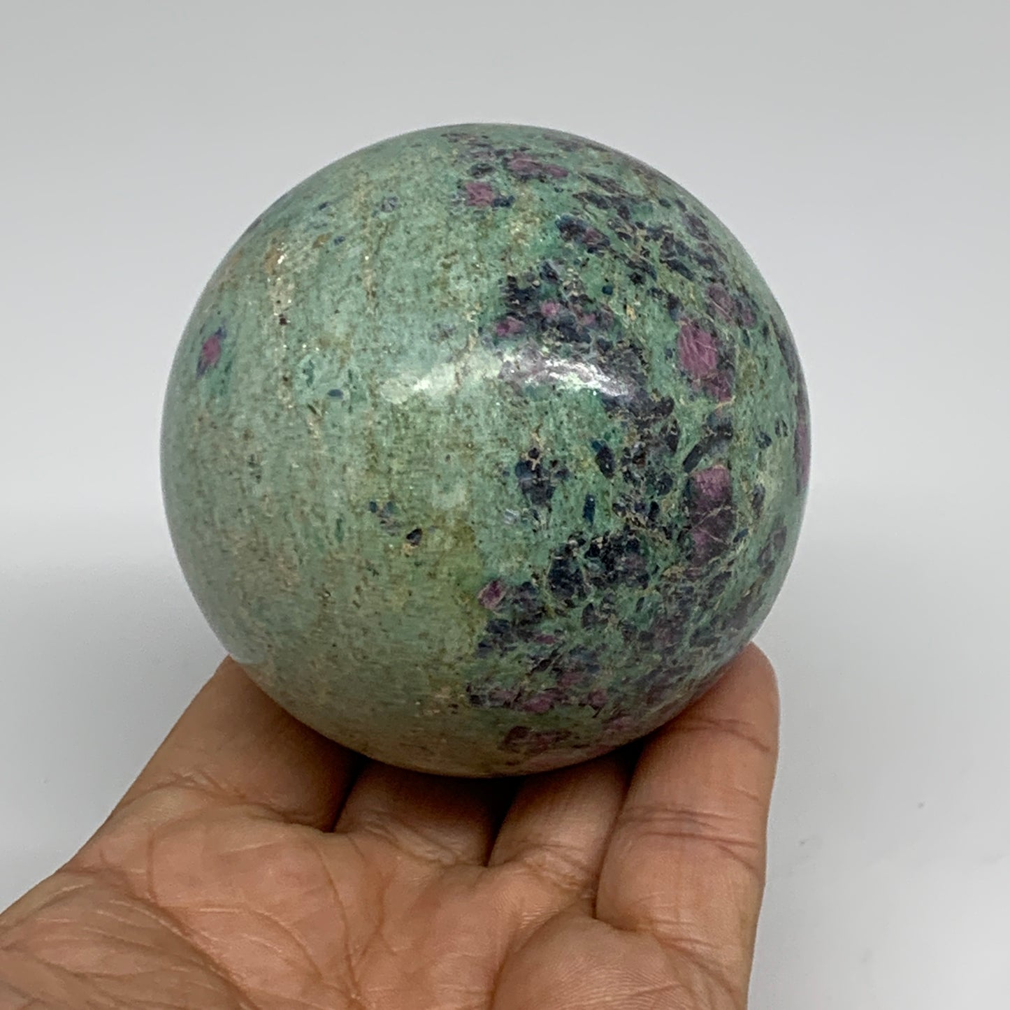 1.13 lbs, 2.7"(70mm), Zoisite with Ruby Sphere Sphere Ball Crystal, B25217