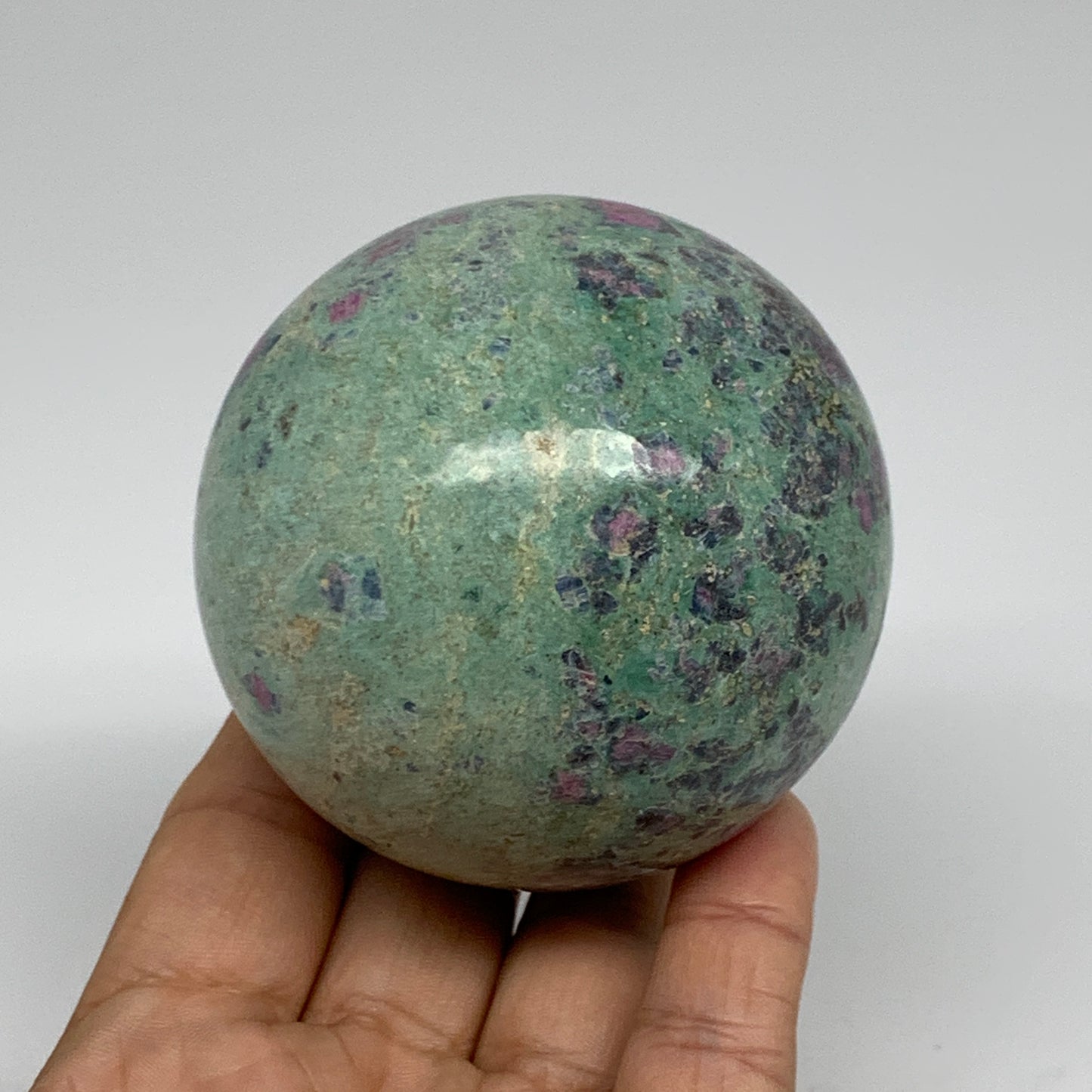 1.13 lbs, 2.7"(70mm), Zoisite with Ruby Sphere Sphere Ball Crystal, B25217