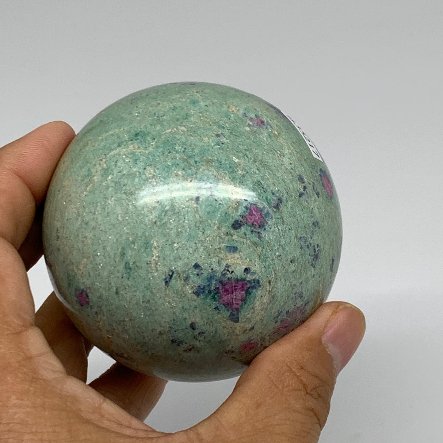 1.13 lbs, 2.7"(70mm), Zoisite with Ruby Sphere Sphere Ball Crystal, B25217