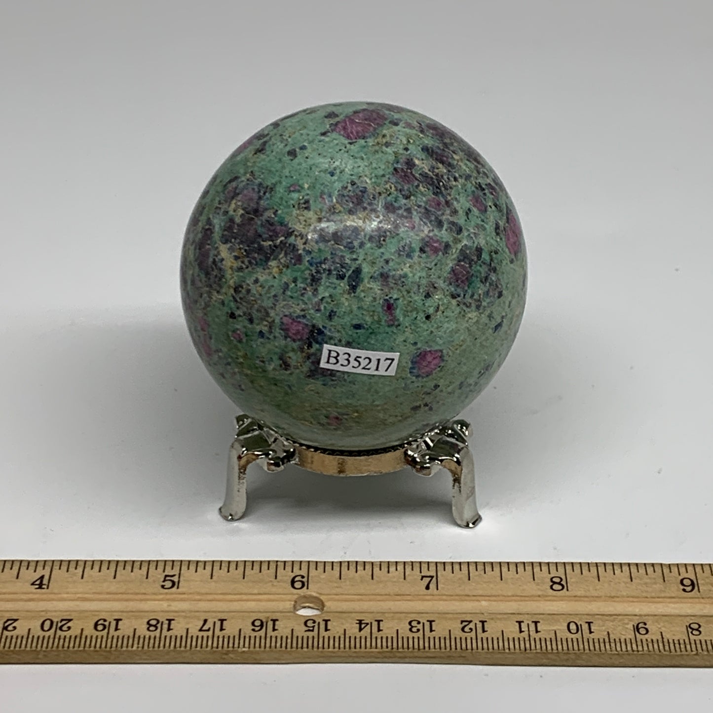 1.13 lbs, 2.7"(70mm), Zoisite with Ruby Sphere Sphere Ball Crystal, B25217