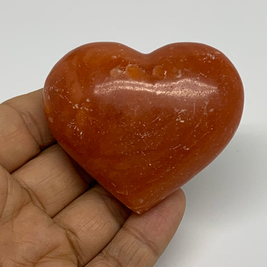 105g,2"x2.4"x1.1" Orange Calcite Heart Gemstones from Madagascar, B33807