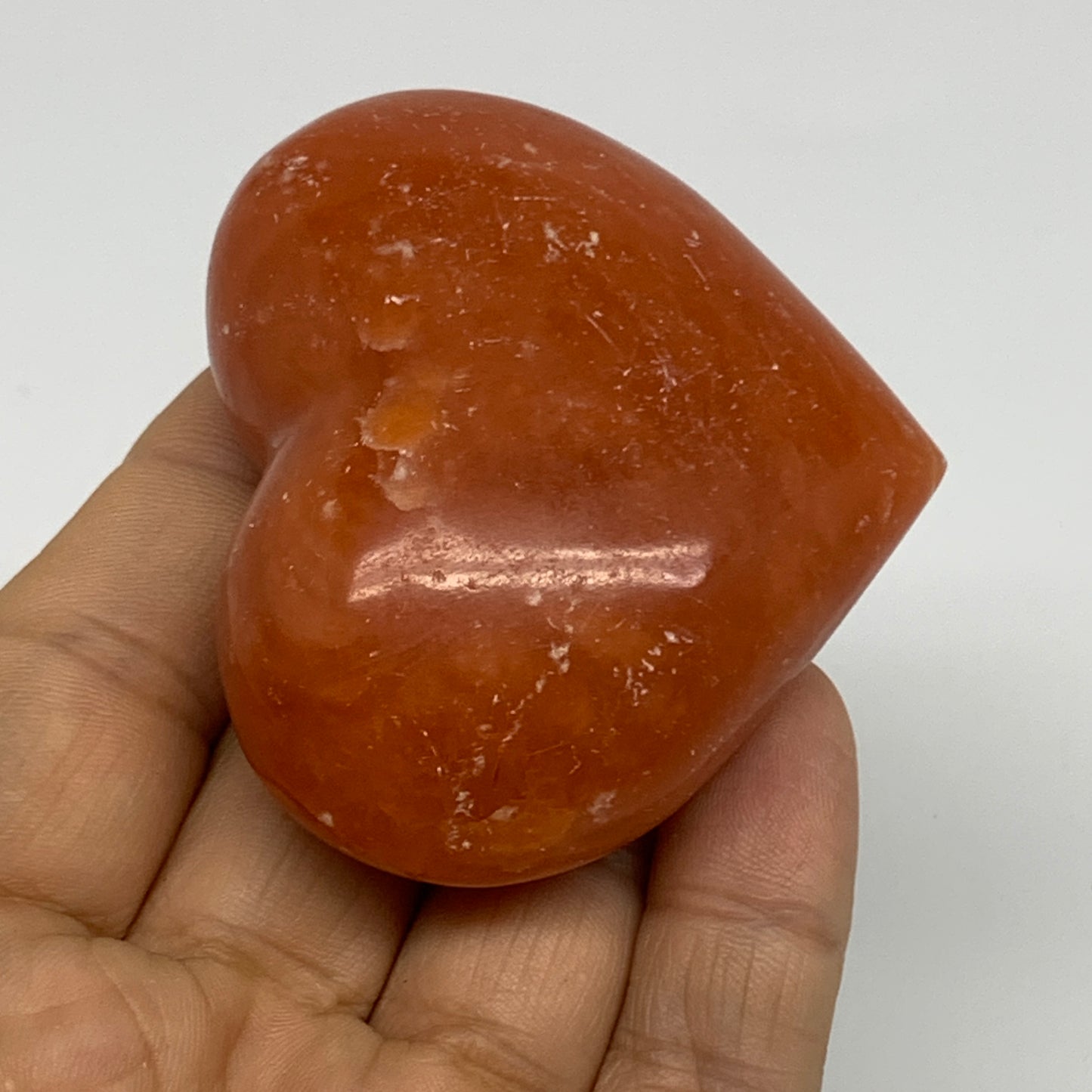 105g,2"x2.4"x1.1" Orange Calcite Heart Gemstones from Madagascar, B33807