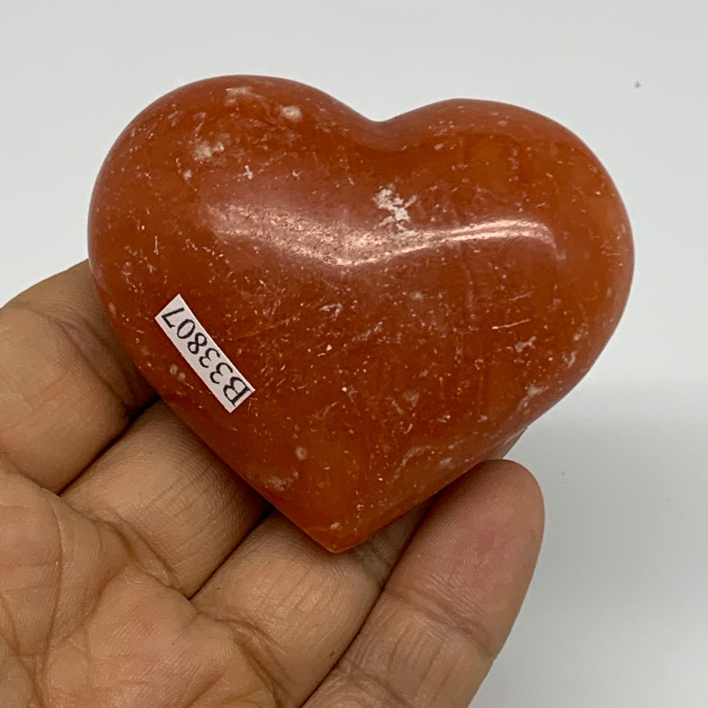 105g,2"x2.4"x1.1" Orange Calcite Heart Gemstones from Madagascar, B33807