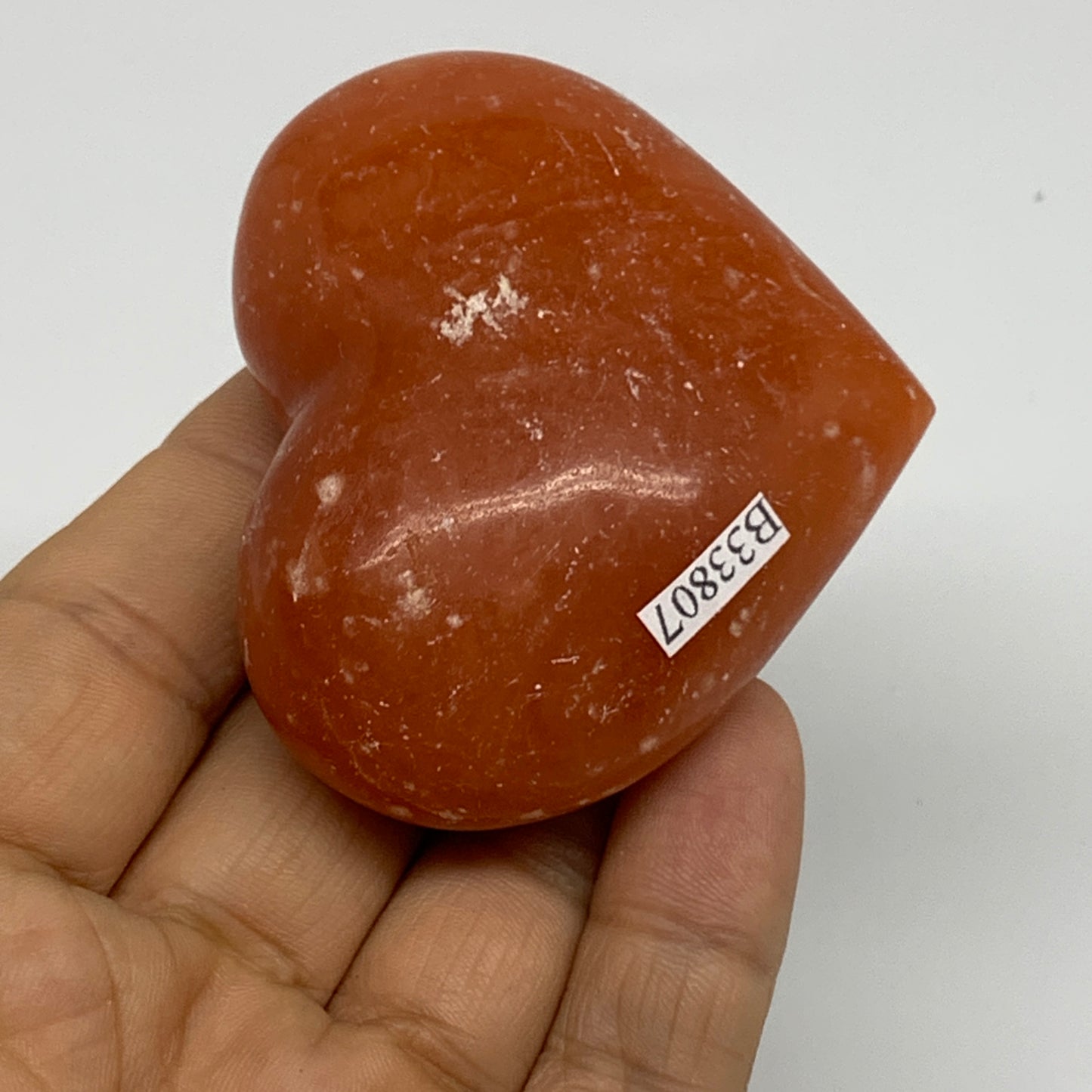 105g,2"x2.4"x1.1" Orange Calcite Heart Gemstones from Madagascar, B33807