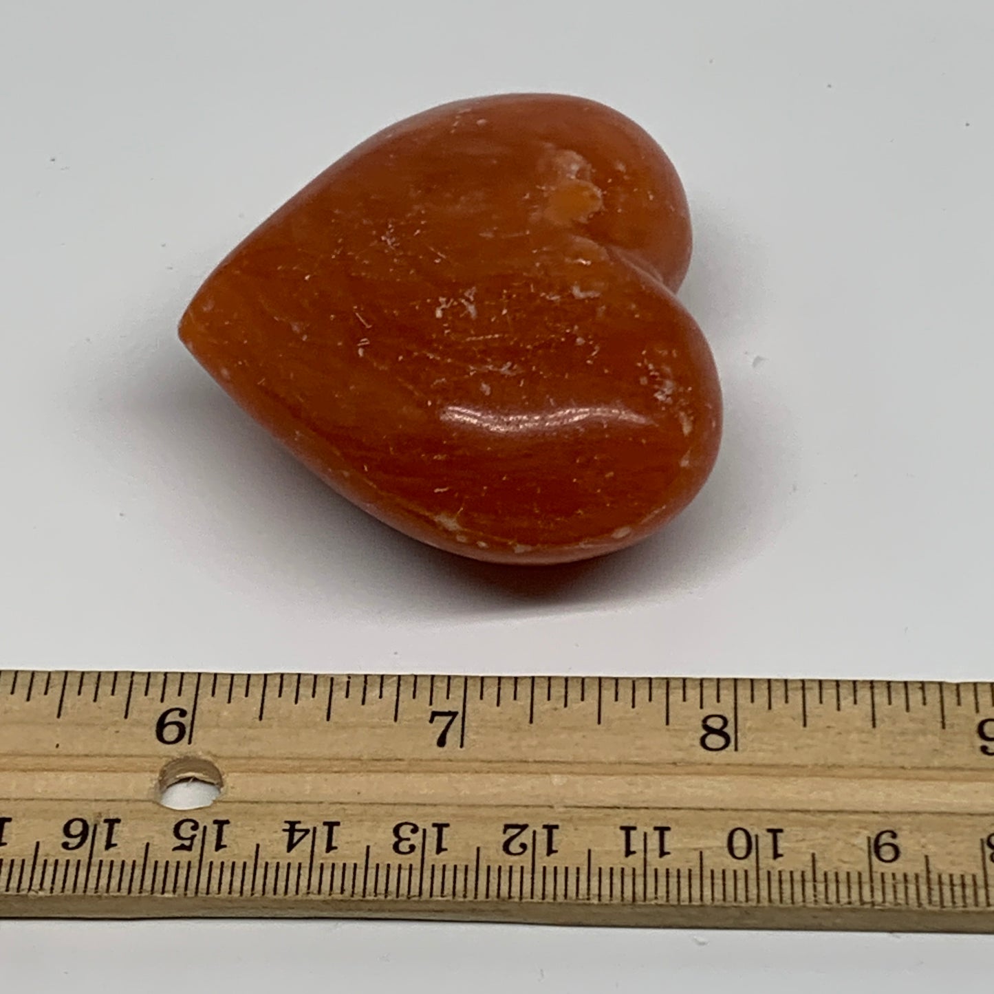 105g,2"x2.4"x1.1" Orange Calcite Heart Gemstones from Madagascar, B33807