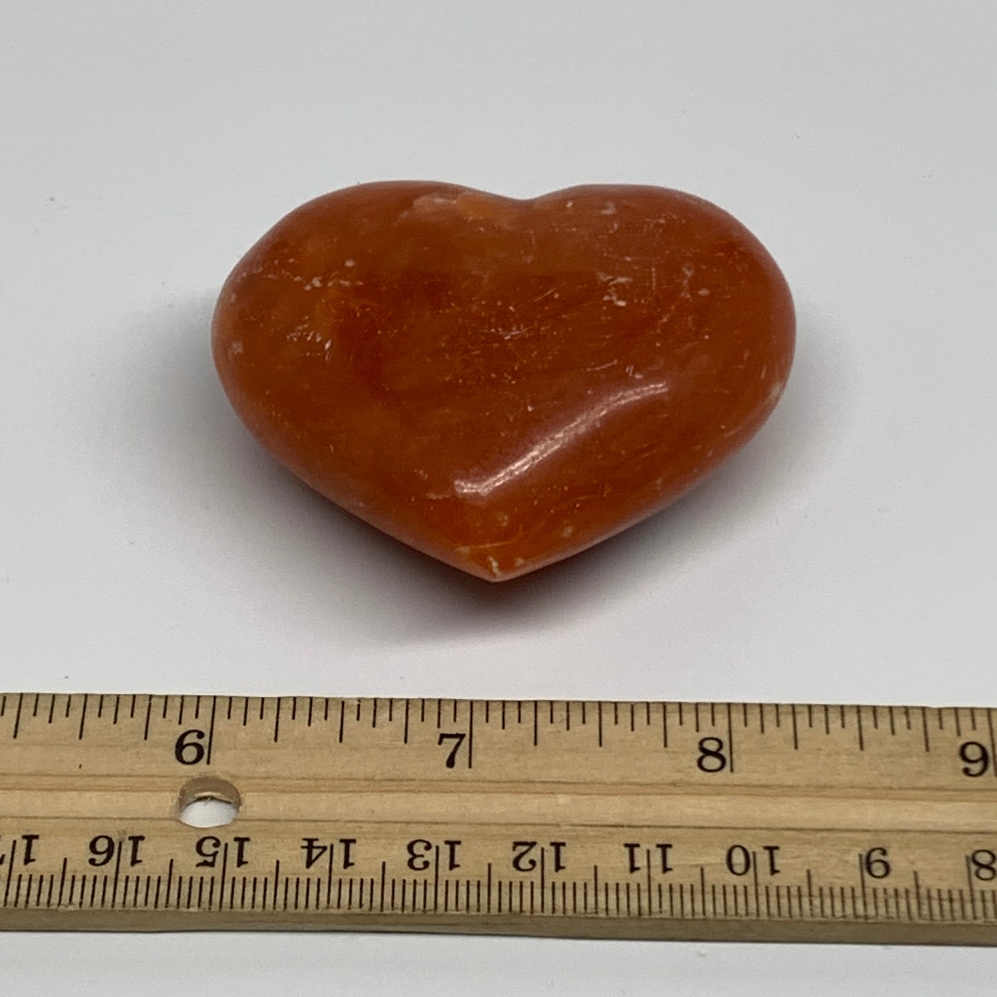 105g,2"x2.4"x1.1" Orange Calcite Heart Gemstones from Madagascar, B33807