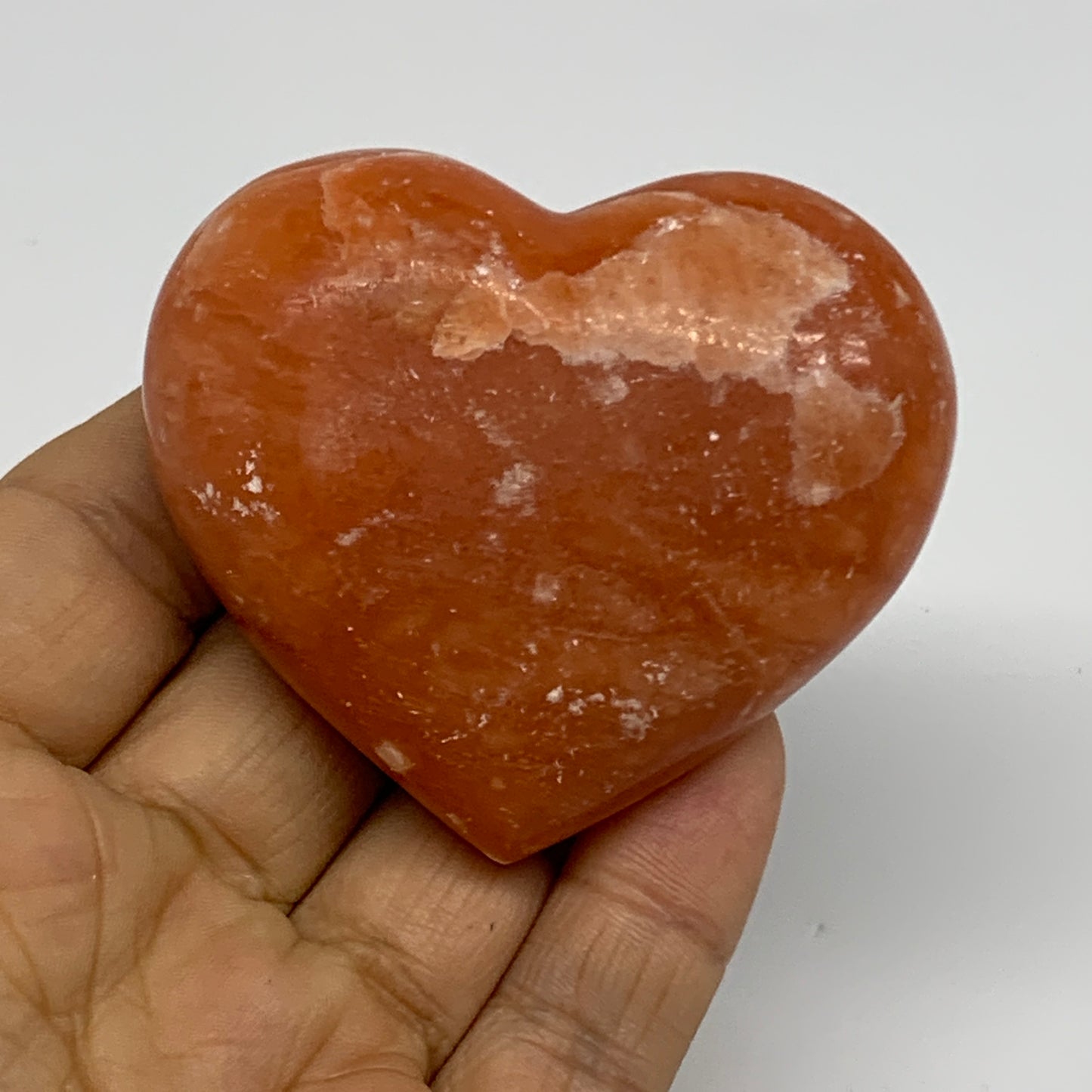 108.3g,2.1"x2.4"x1" Orange Calcite Heart Gemstones from Madagascar, B33808