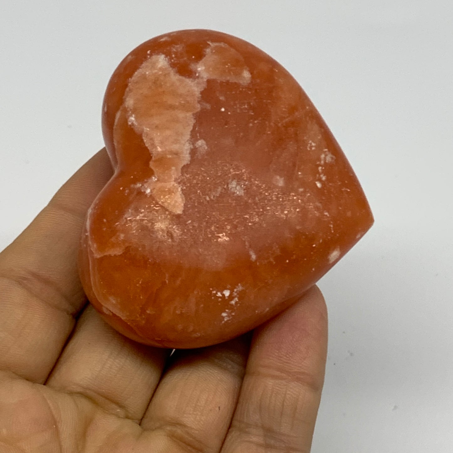 108.3g,2.1"x2.4"x1" Orange Calcite Heart Gemstones from Madagascar, B33808