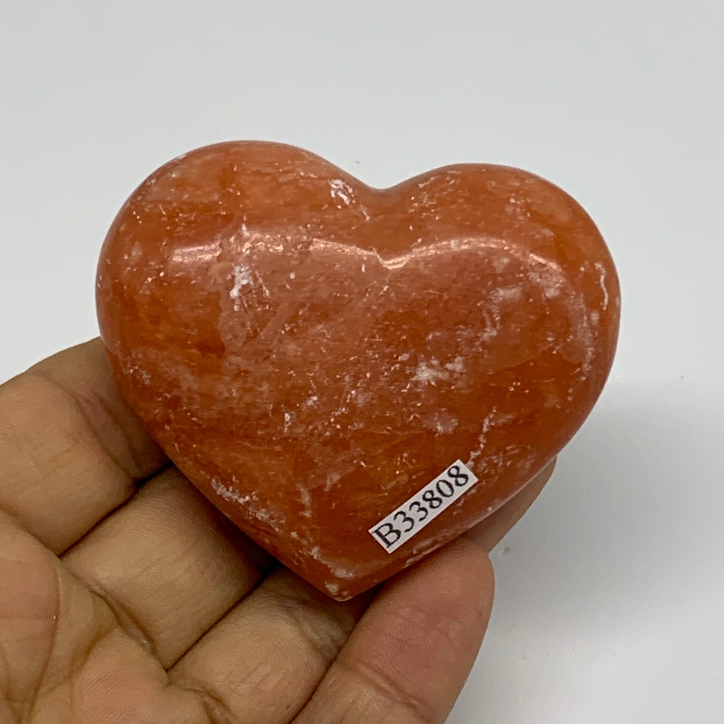 108.3g,2.1"x2.4"x1" Orange Calcite Heart Gemstones from Madagascar, B33808