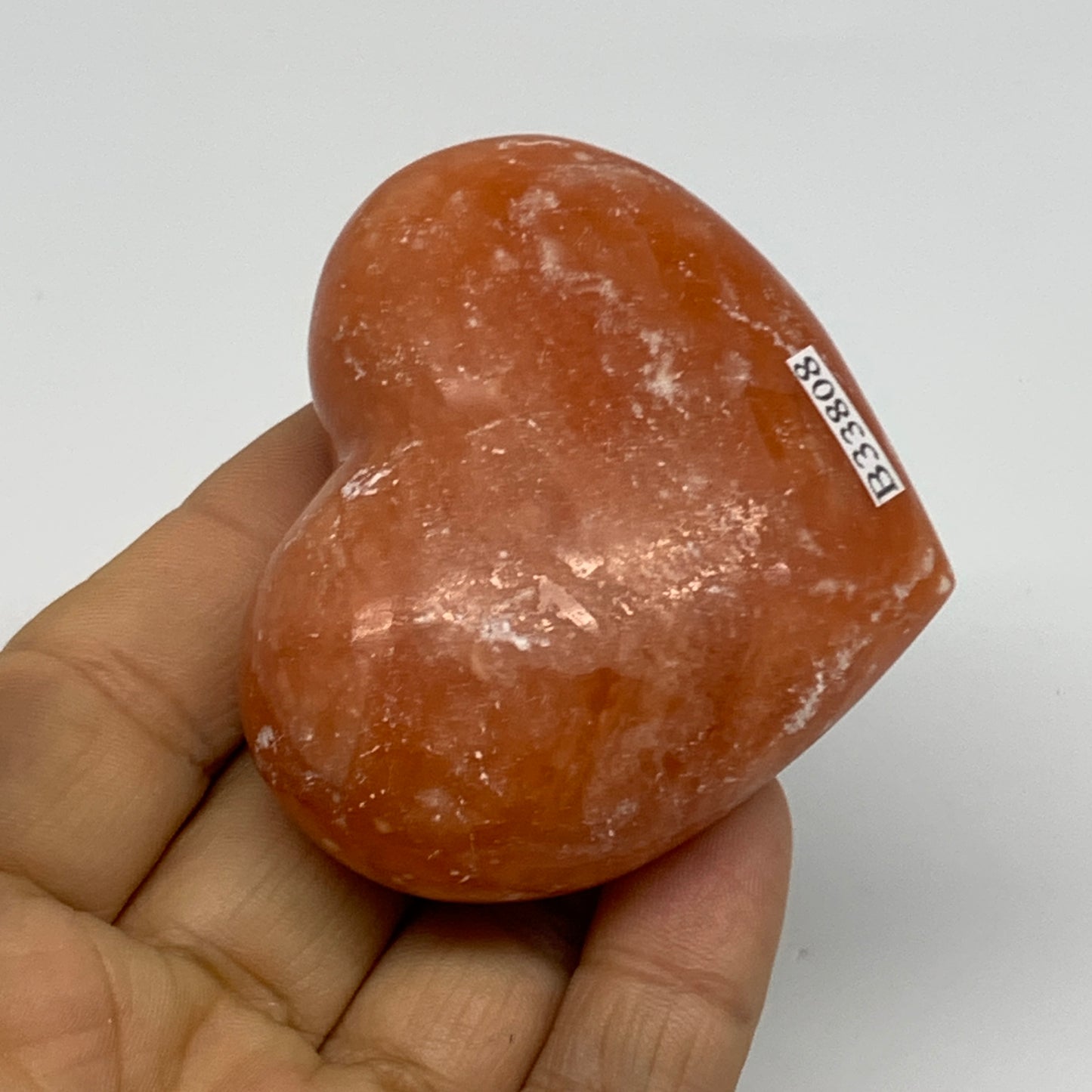 108.3g,2.1"x2.4"x1" Orange Calcite Heart Gemstones from Madagascar, B33808