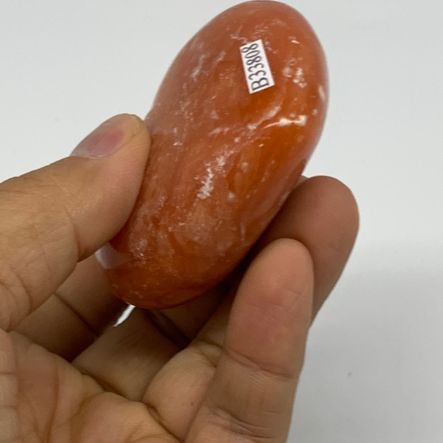 108.3g,2.1"x2.4"x1" Orange Calcite Heart Gemstones from Madagascar, B33808