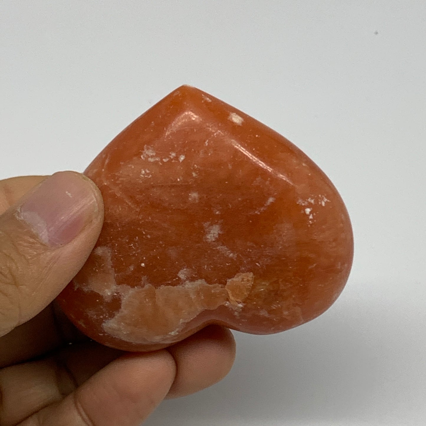 108.3g,2.1"x2.4"x1" Orange Calcite Heart Gemstones from Madagascar, B33808