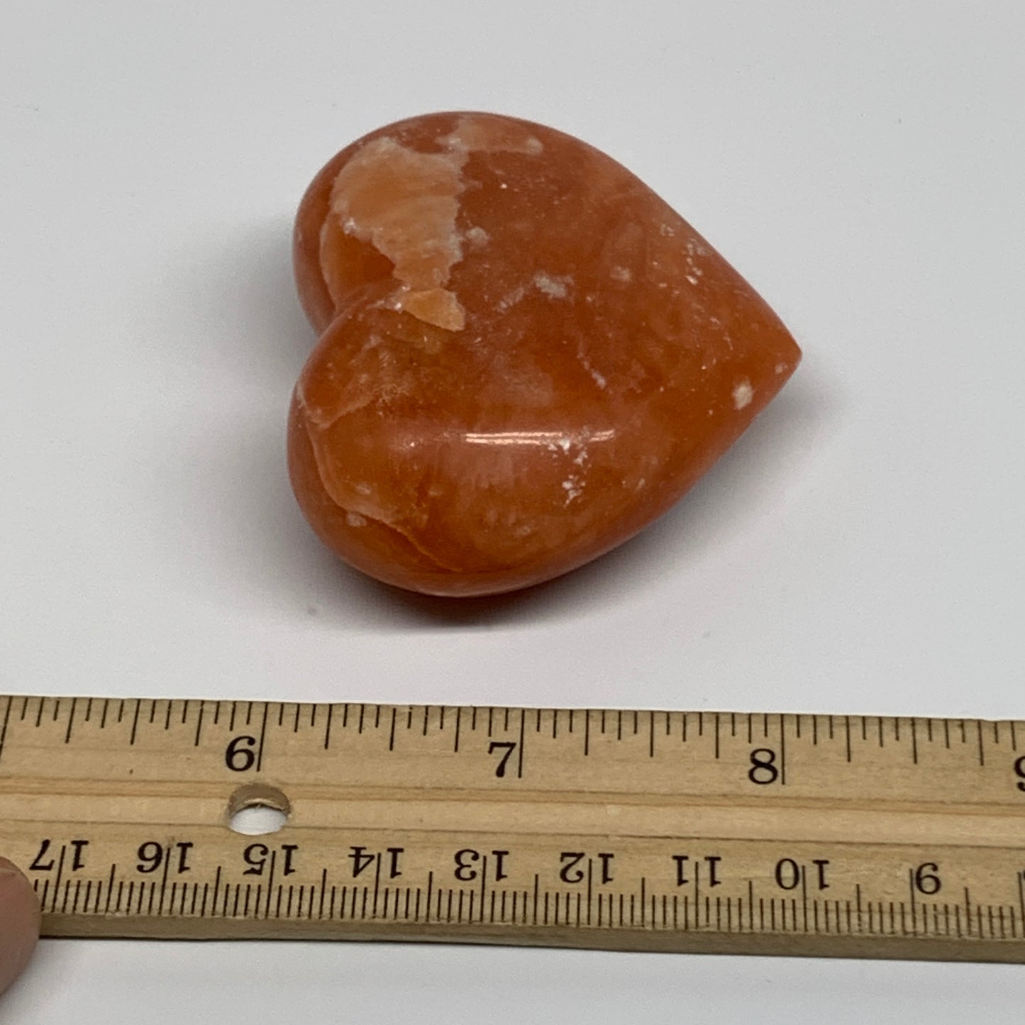 108.3g,2.1"x2.4"x1" Orange Calcite Heart Gemstones from Madagascar, B33808