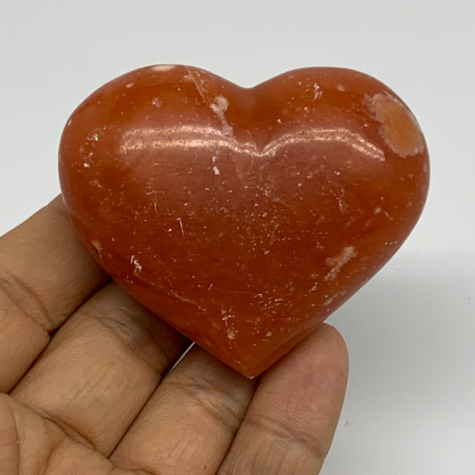 99.9g,2"x2.4"x1" Orange Calcite Heart Gemstones from Madagascar, B33809