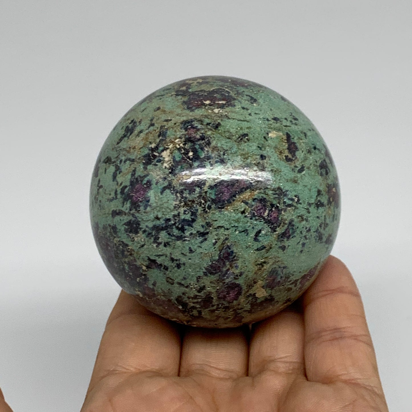 0.87 lbs, 2.5"(63mm), Zoisite with Ruby Sphere Sphere Ball Crystal, B25221