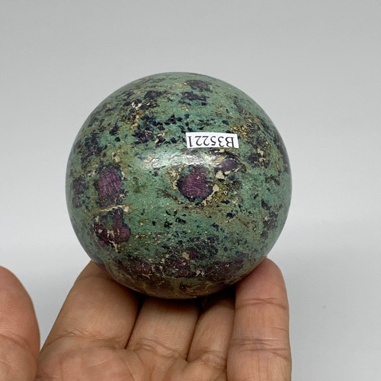 0.87 lbs, 2.5"(63mm), Zoisite with Ruby Sphere Sphere Ball Crystal, B25221