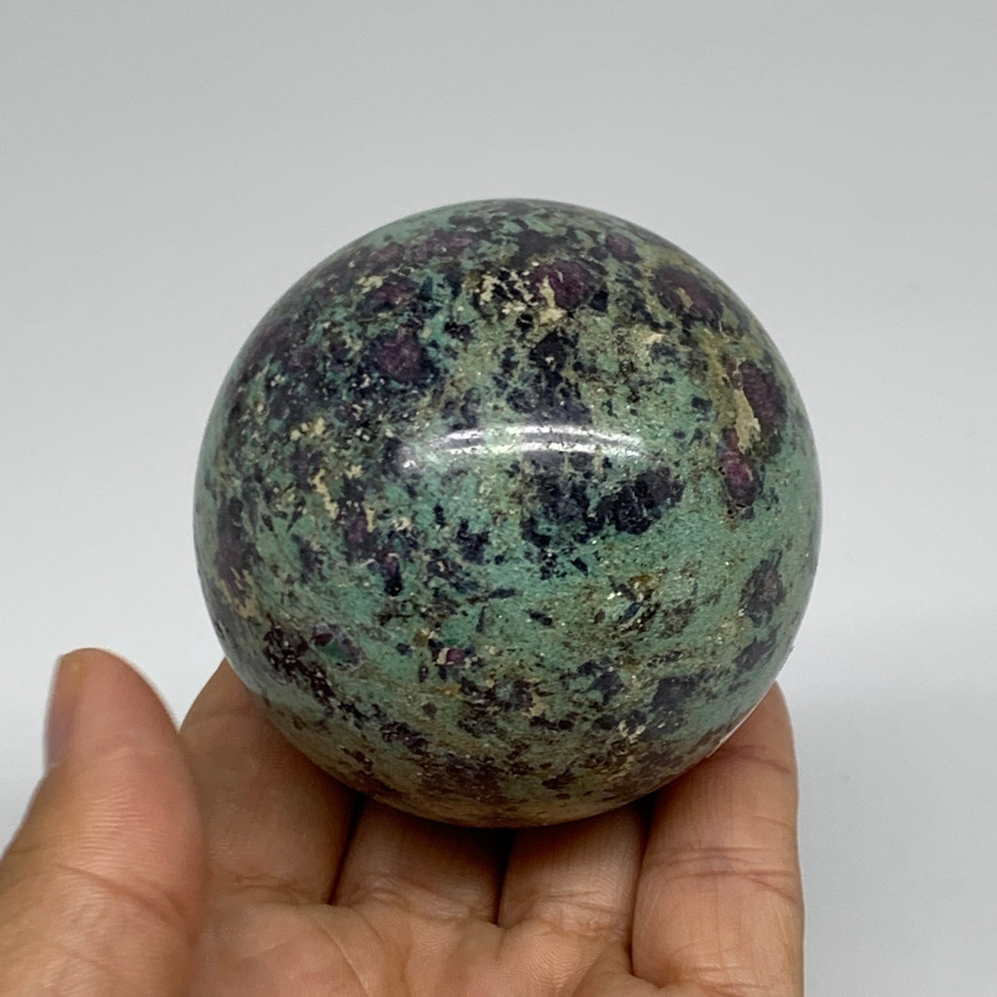 0.87 lbs, 2.5"(63mm), Zoisite with Ruby Sphere Sphere Ball Crystal, B25221