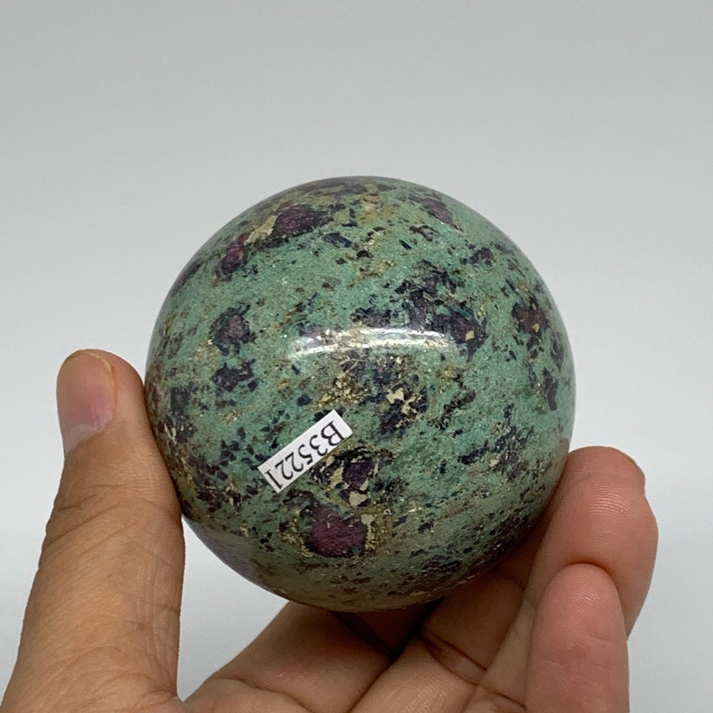 0.87 lbs, 2.5"(63mm), Zoisite with Ruby Sphere Sphere Ball Crystal, B25221