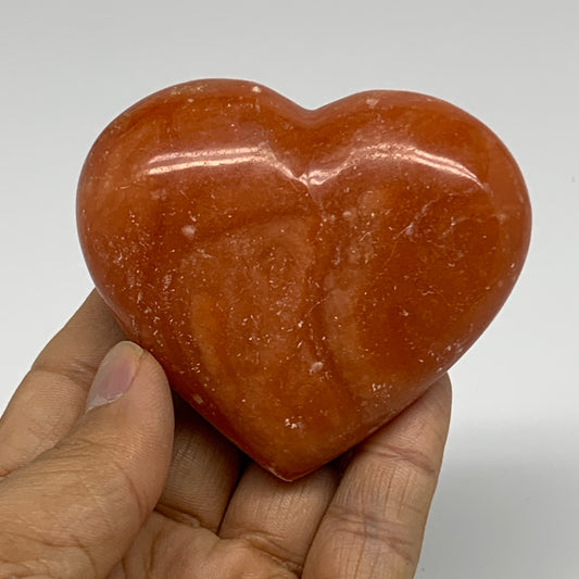 153.2g,2.5"x2.9"x1.1" Orange Calcite Heart Gemstones from Madagascar, B33810