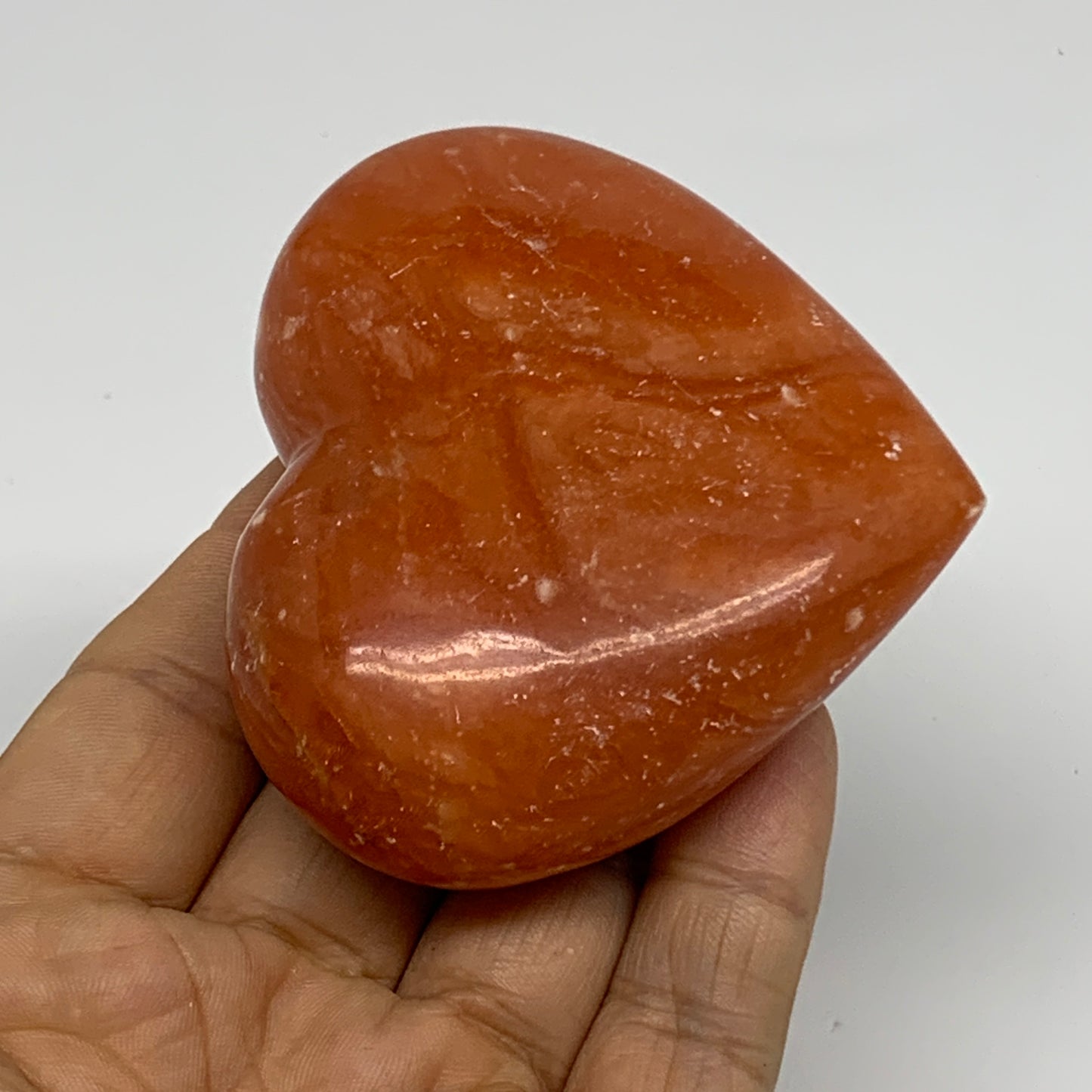 153.2g,2.5"x2.9"x1.1" Orange Calcite Heart Gemstones from Madagascar, B33810