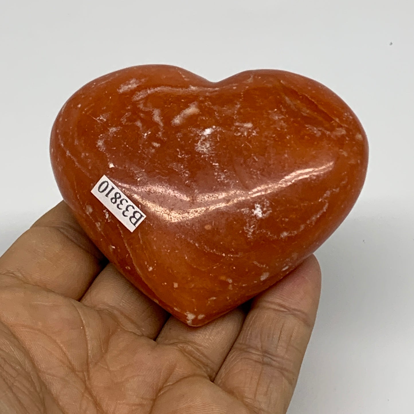 153.2g,2.5"x2.9"x1.1" Orange Calcite Heart Gemstones from Madagascar, B33810