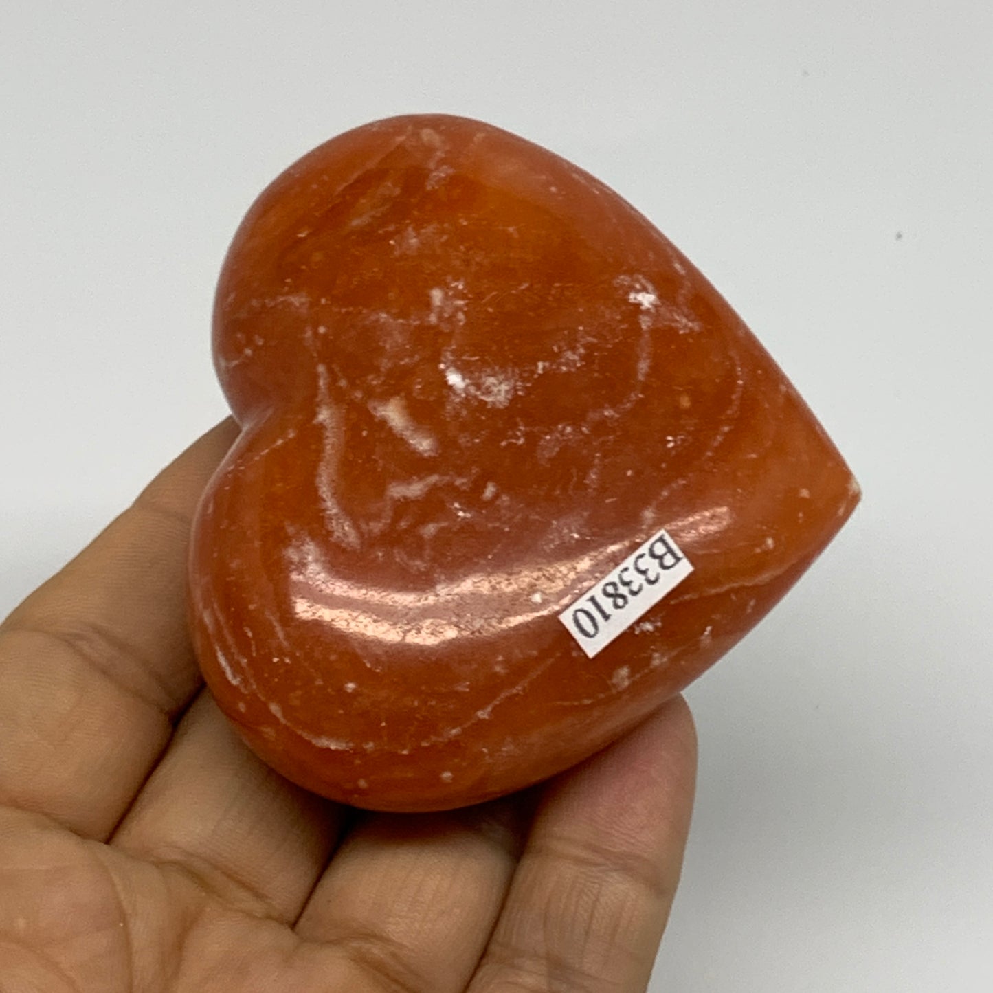 153.2g,2.5"x2.9"x1.1" Orange Calcite Heart Gemstones from Madagascar, B33810