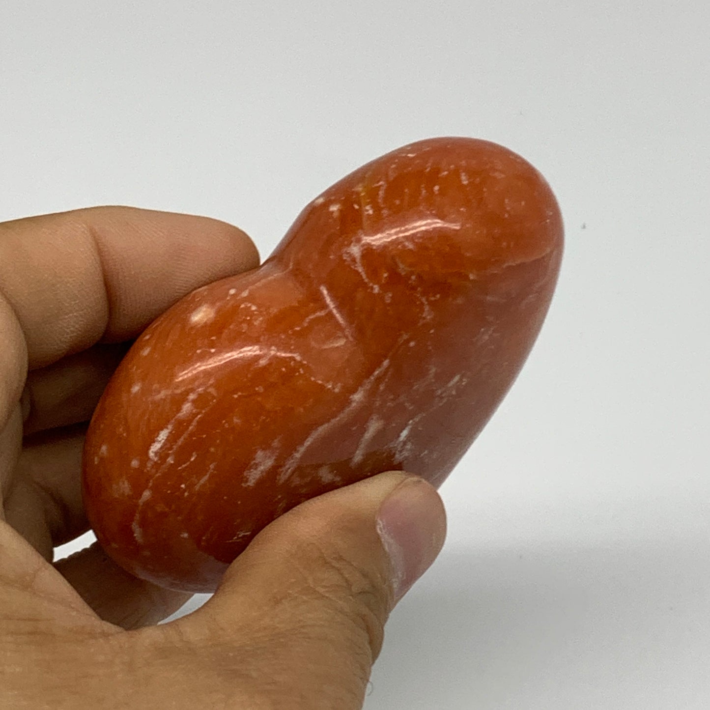 153.2g,2.5"x2.9"x1.1" Orange Calcite Heart Gemstones from Madagascar, B33810