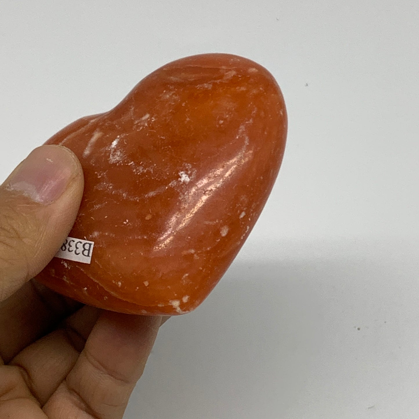 153.2g,2.5"x2.9"x1.1" Orange Calcite Heart Gemstones from Madagascar, B33810