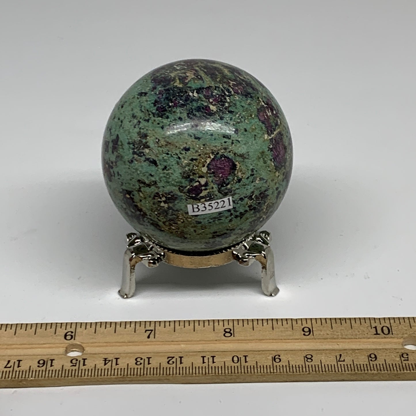 0.87 lbs, 2.5"(63mm), Zoisite with Ruby Sphere Sphere Ball Crystal, B25221