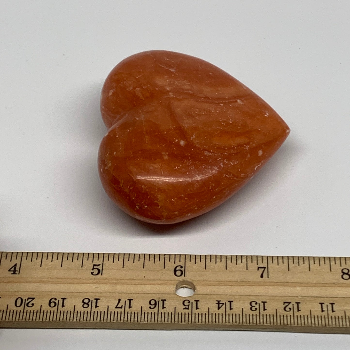 153.2g,2.5"x2.9"x1.1" Orange Calcite Heart Gemstones from Madagascar, B33810