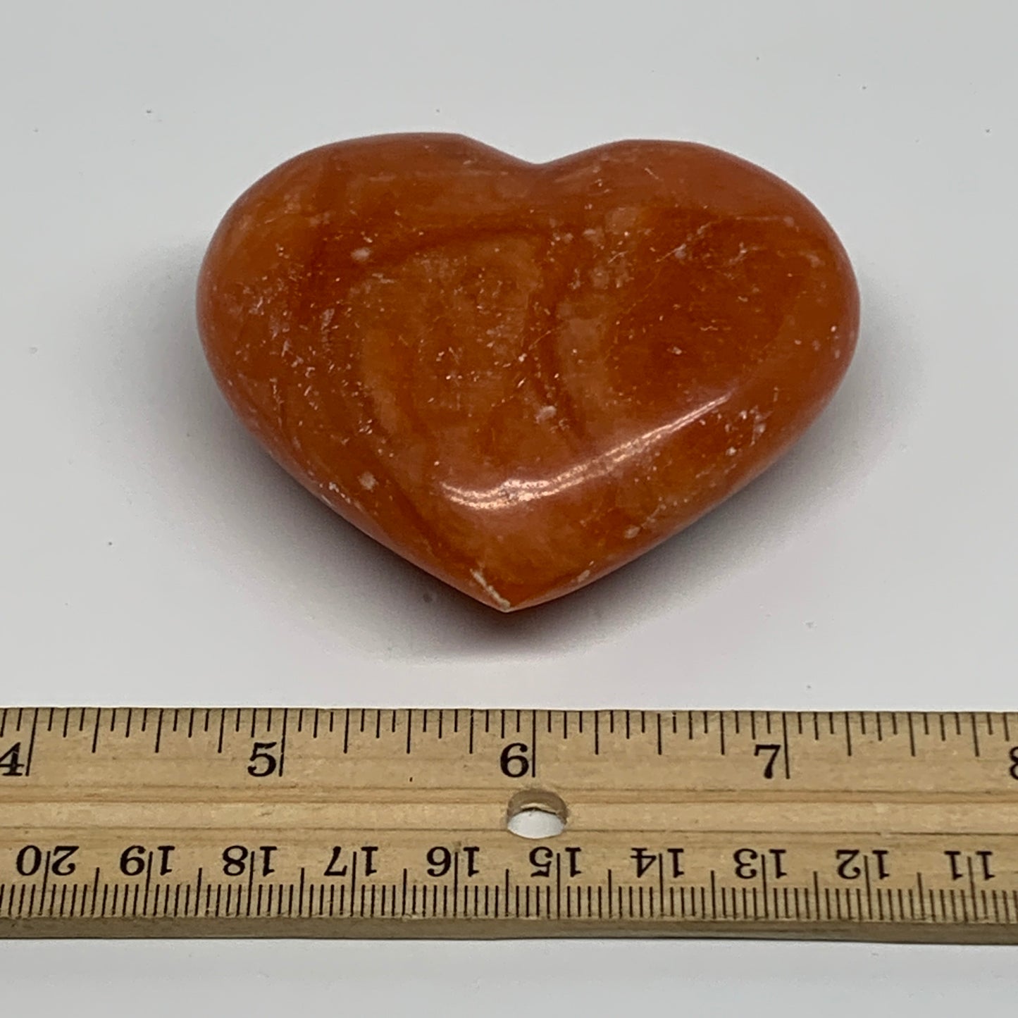 153.2g,2.5"x2.9"x1.1" Orange Calcite Heart Gemstones from Madagascar, B33810