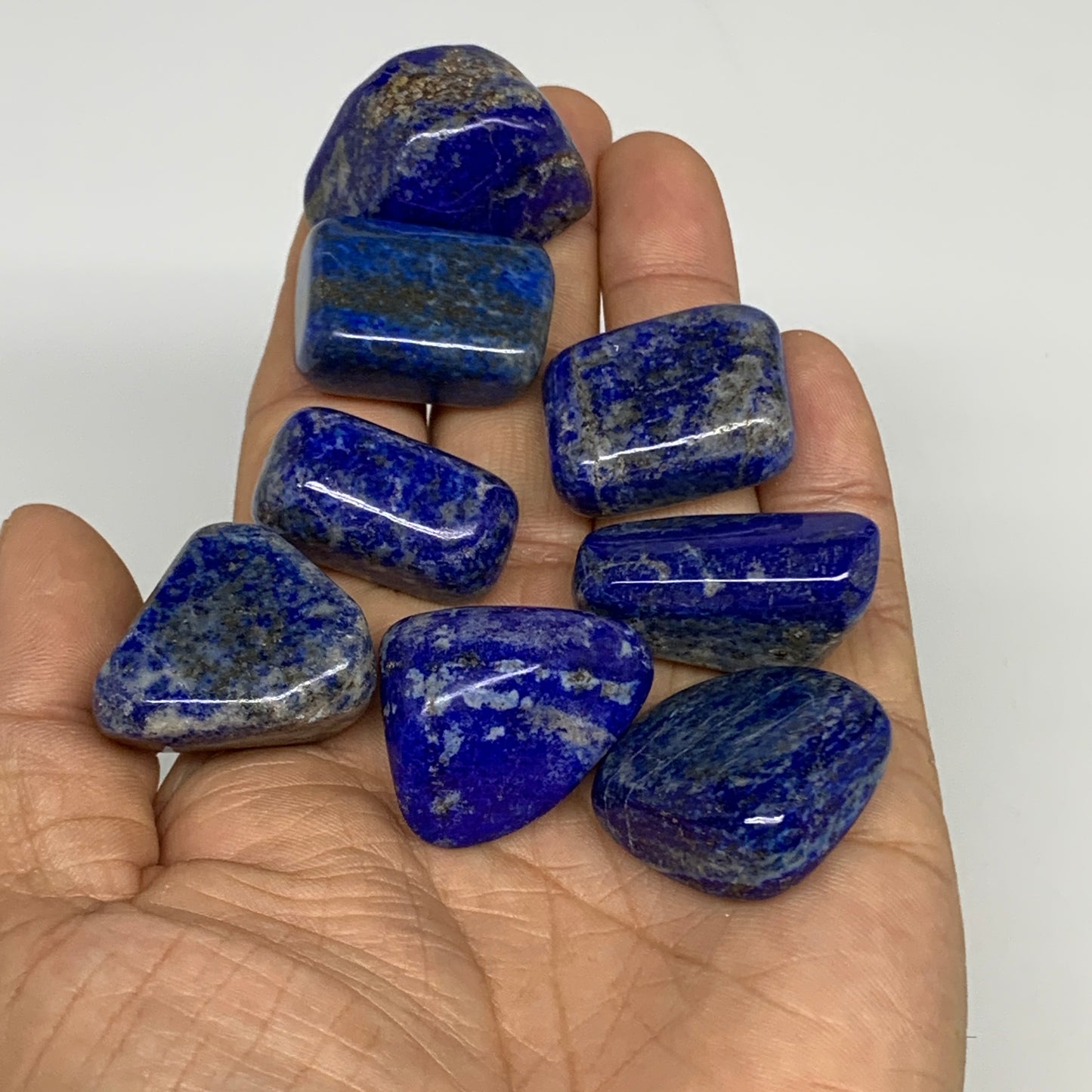 132.8g,0.9"-1.2", 8pcs, Natural Lapis Lazuli Tumbled Stone @Afghanistan, B30282