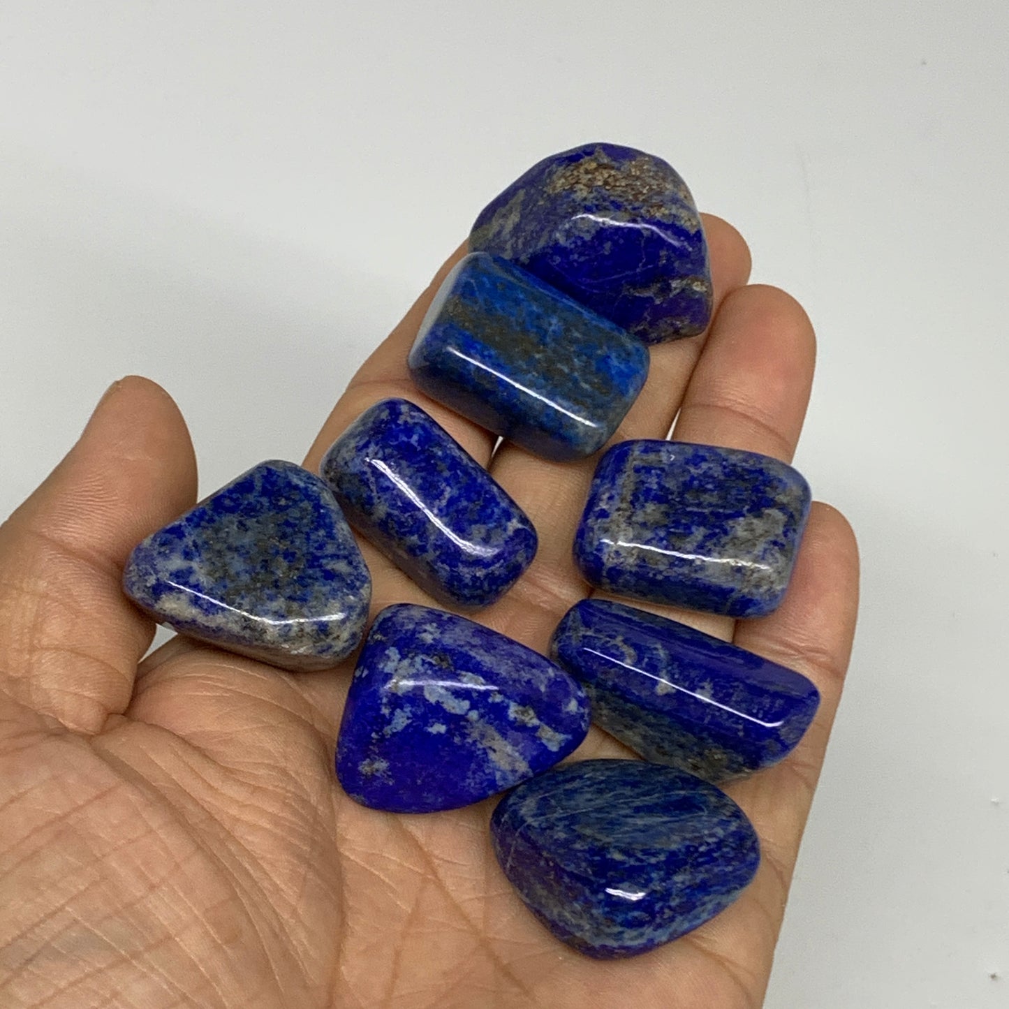 132.8g,0.9"-1.2", 8pcs, Natural Lapis Lazuli Tumbled Stone @Afghanistan, B30282