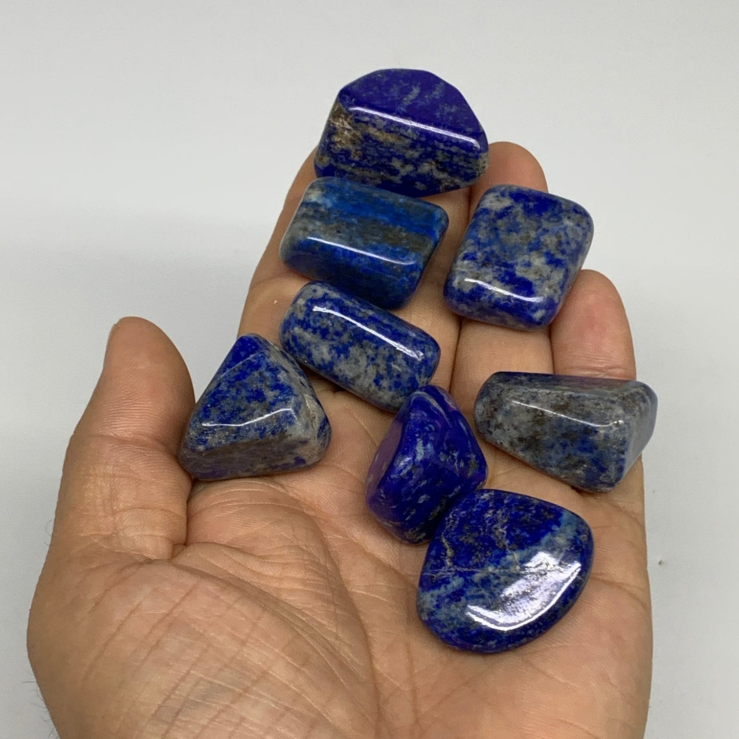 132.8g,0.9"-1.2", 8pcs, Natural Lapis Lazuli Tumbled Stone @Afghanistan, B30282