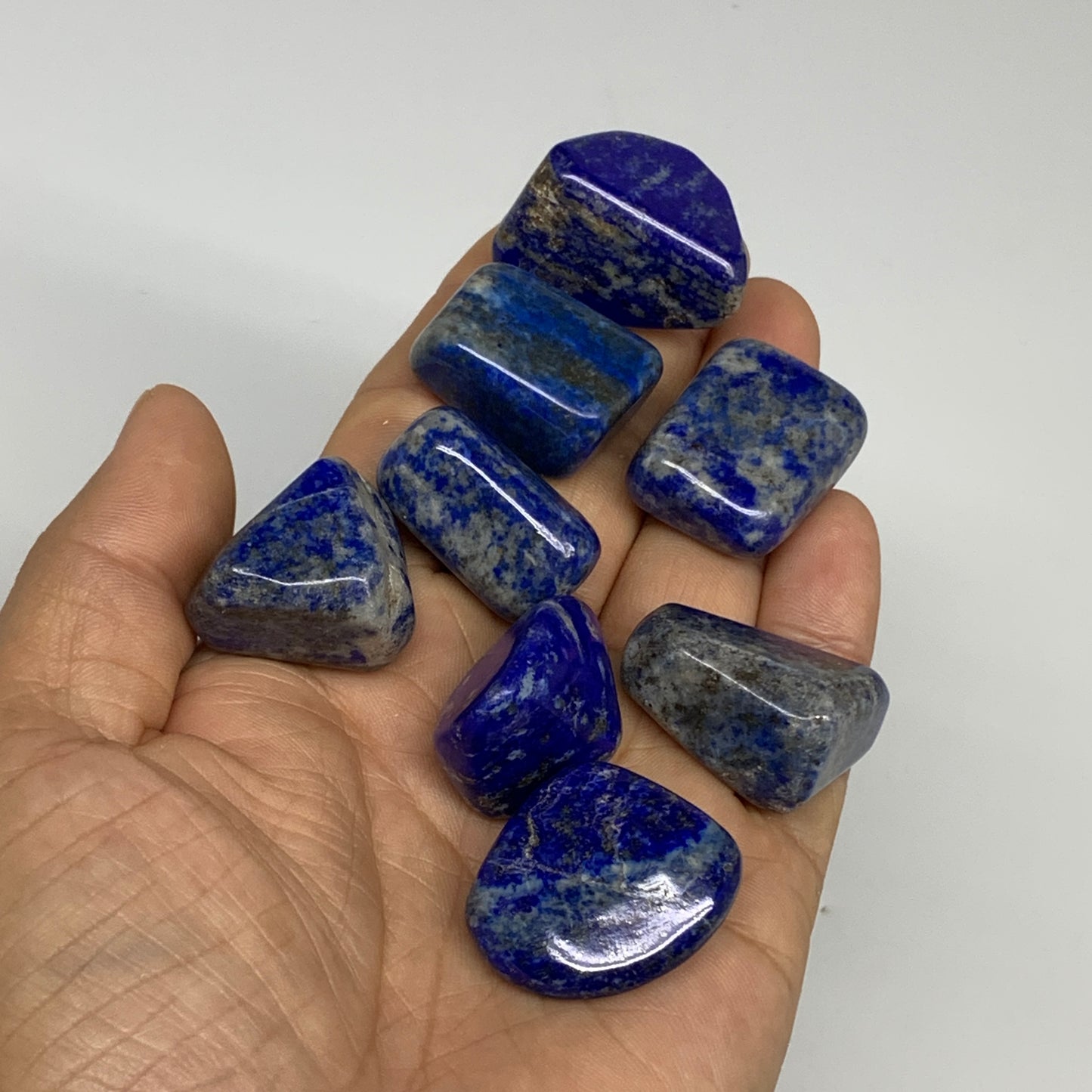 132.8g,0.9"-1.2", 8pcs, Natural Lapis Lazuli Tumbled Stone @Afghanistan, B30282