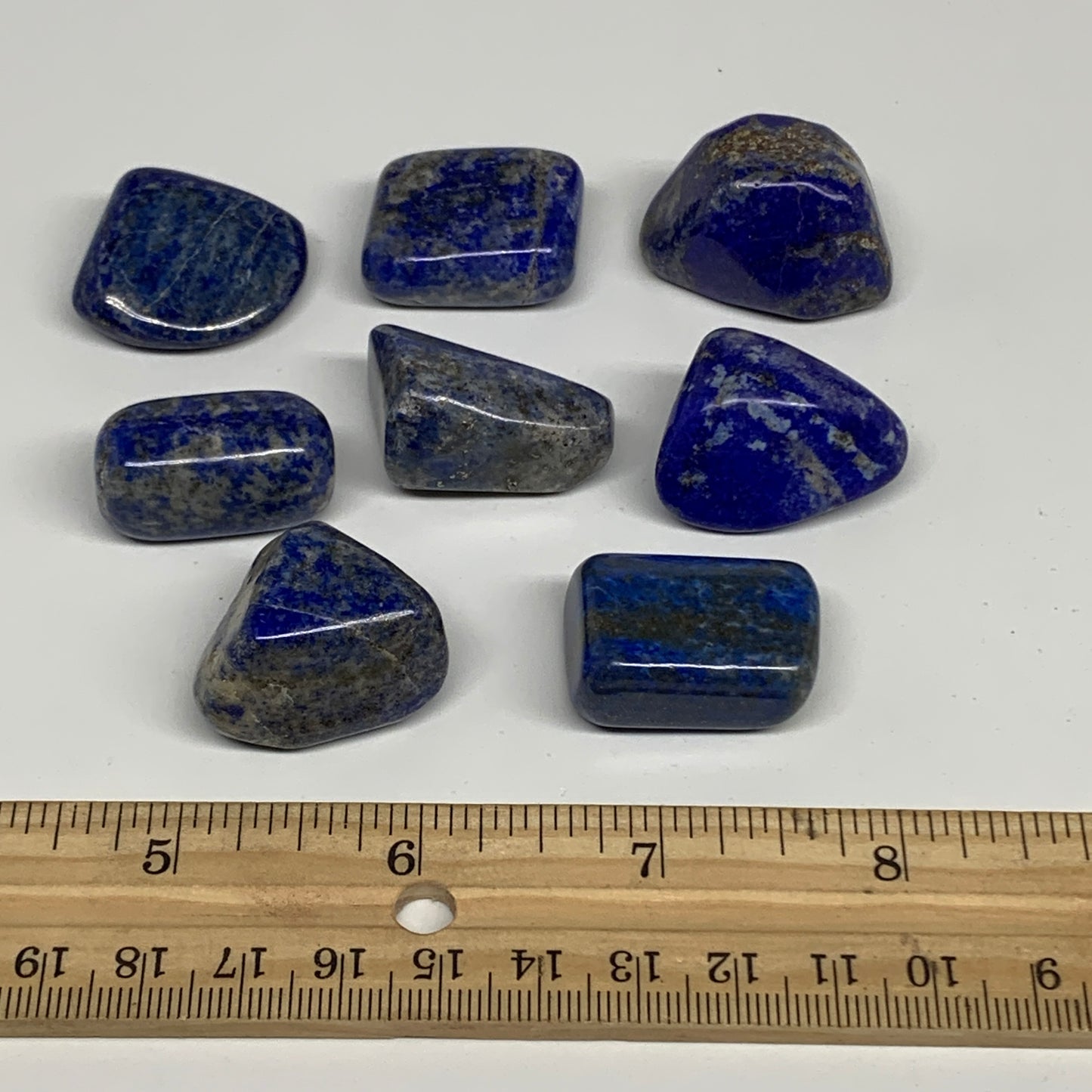 132.8g,0.9"-1.2", 8pcs, Natural Lapis Lazuli Tumbled Stone @Afghanistan, B30282