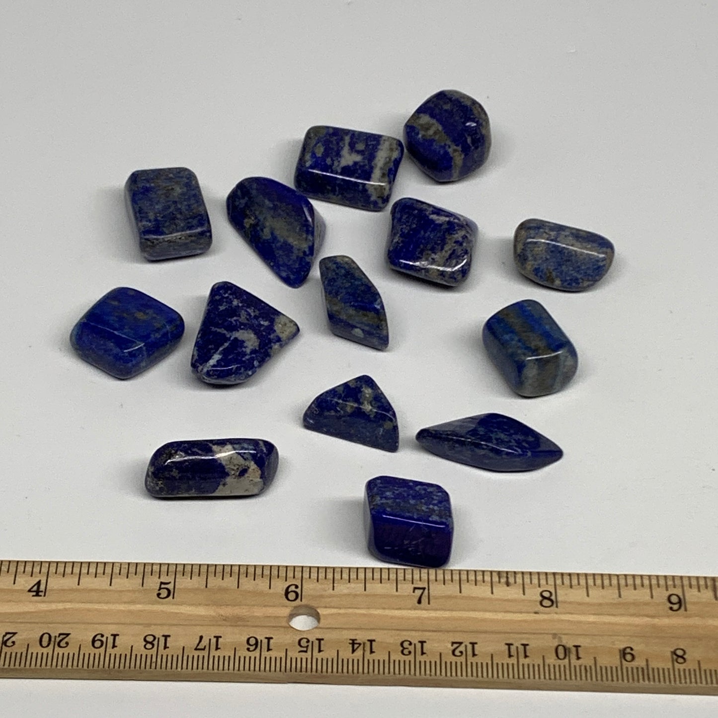 130.8g,0.7"-1.2", 14pcs, Natural Lapis Lazuli Tumbled Stone @Afghanistan, B30286