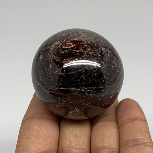 222g, 1.8"(46mm), Natural Red Garnet Sphere Ball Gemstone Polished, B35230