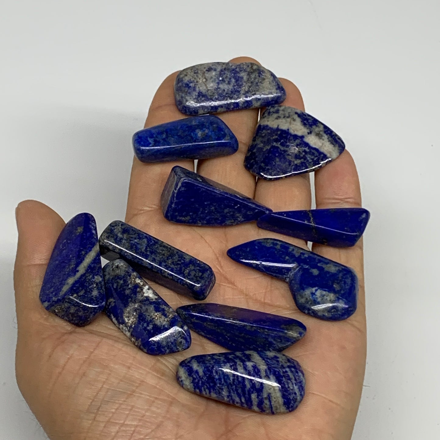 108.6g,1"-1.6", 11pcs, Natural Lapis Lazuli Tumbled Stone @Afghanistan, B30287