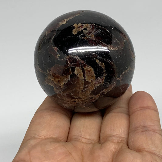 314.3g, 2.1"(52mm), Natural Red Garnet Sphere Ball Gemstone Polished, B35231