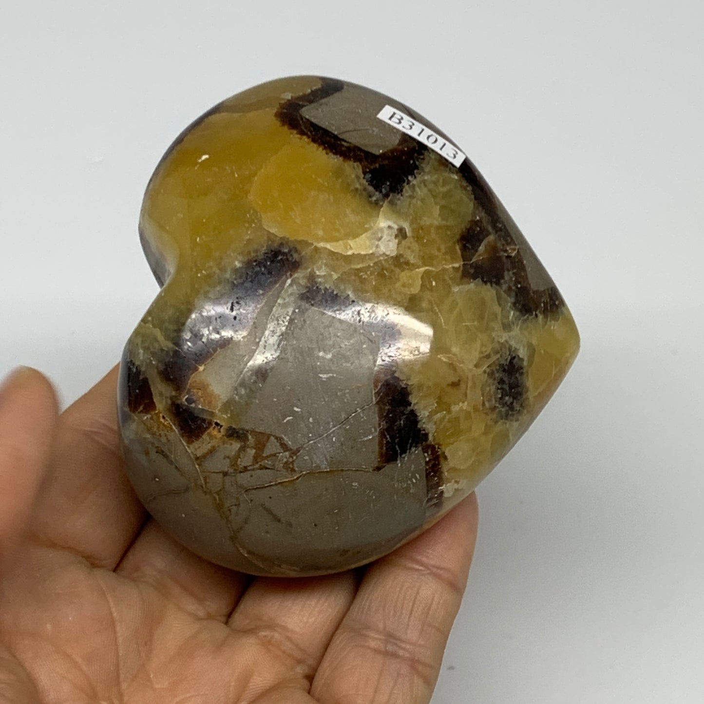 0.61 lbs, 2.7"x3"x1.5" Septarian Nodules Heart Polished Healing Crystal, B31013