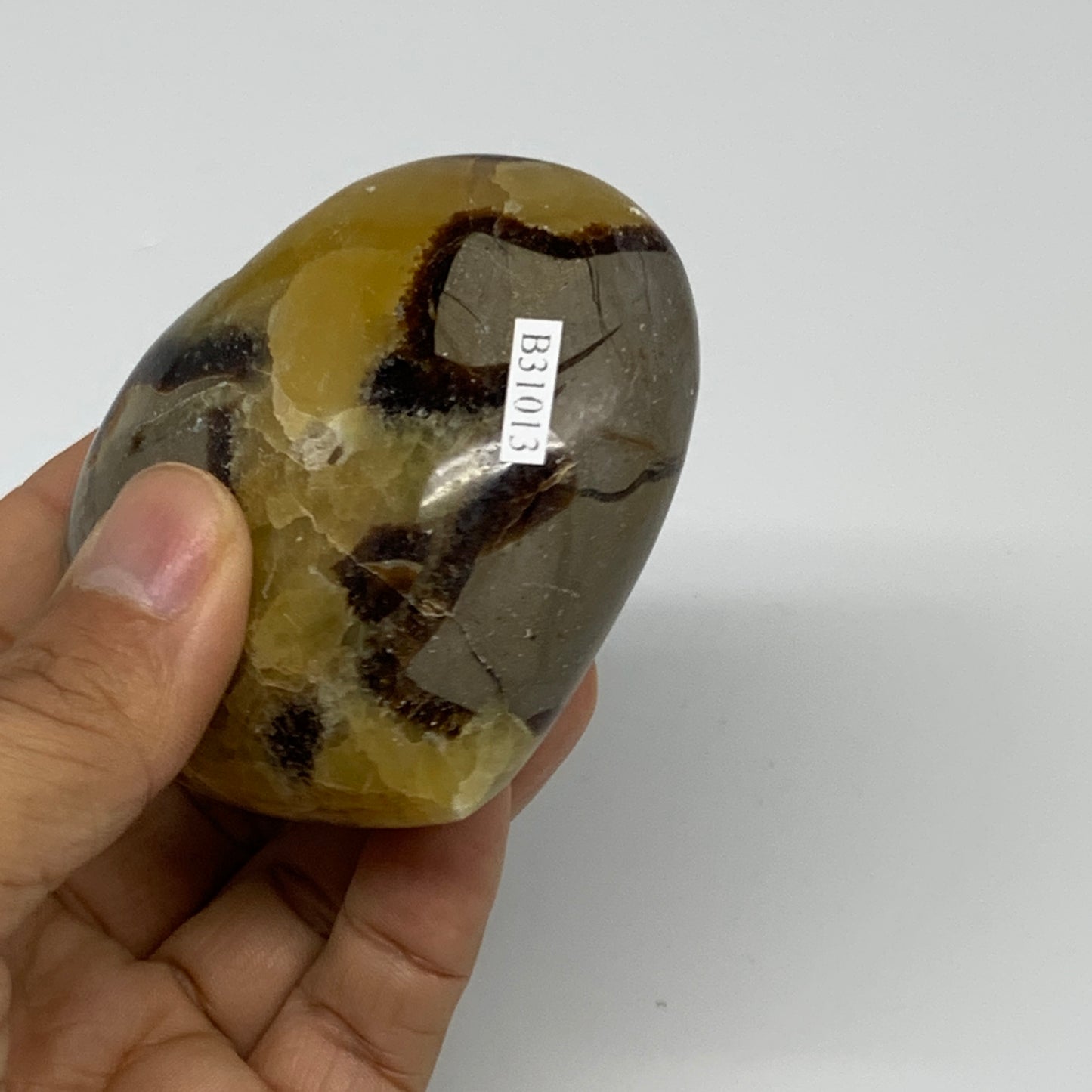 0.61 lbs, 2.7"x3"x1.5" Septarian Nodules Heart Polished Healing Crystal, B31013