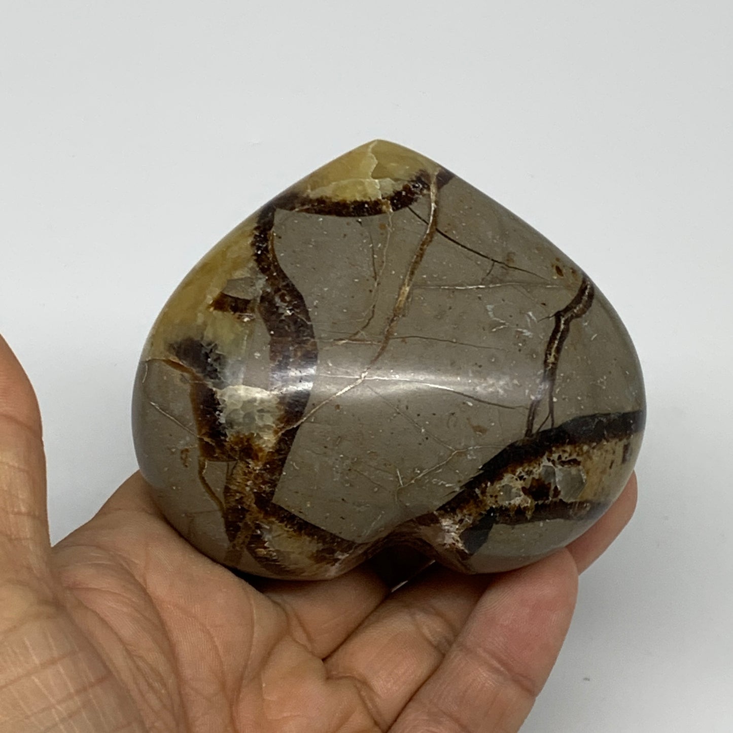 0.61 lbs, 2.7"x3"x1.5" Septarian Nodules Heart Polished Healing Crystal, B31013