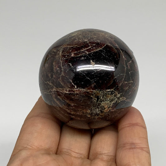 306.8g, 2.1"(52mm), Natural Red Garnet Sphere Ball Gemstone Polished, B35232