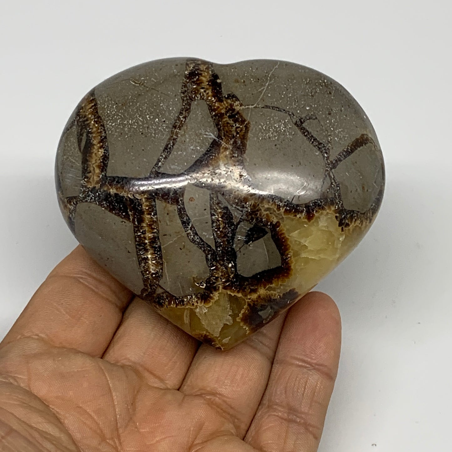 0.54 lbs, 2.7"x3"x1.4" Septarian Nodules Heart Polished Healing Crystal, B31014