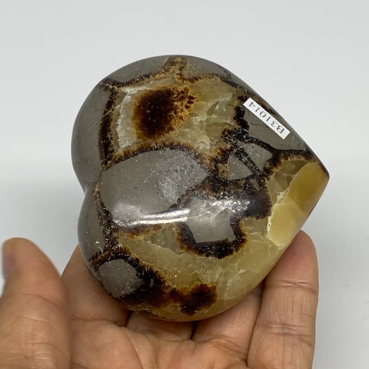 0.54 lbs, 2.7"x3"x1.4" Septarian Nodules Heart Polished Healing Crystal, B31014