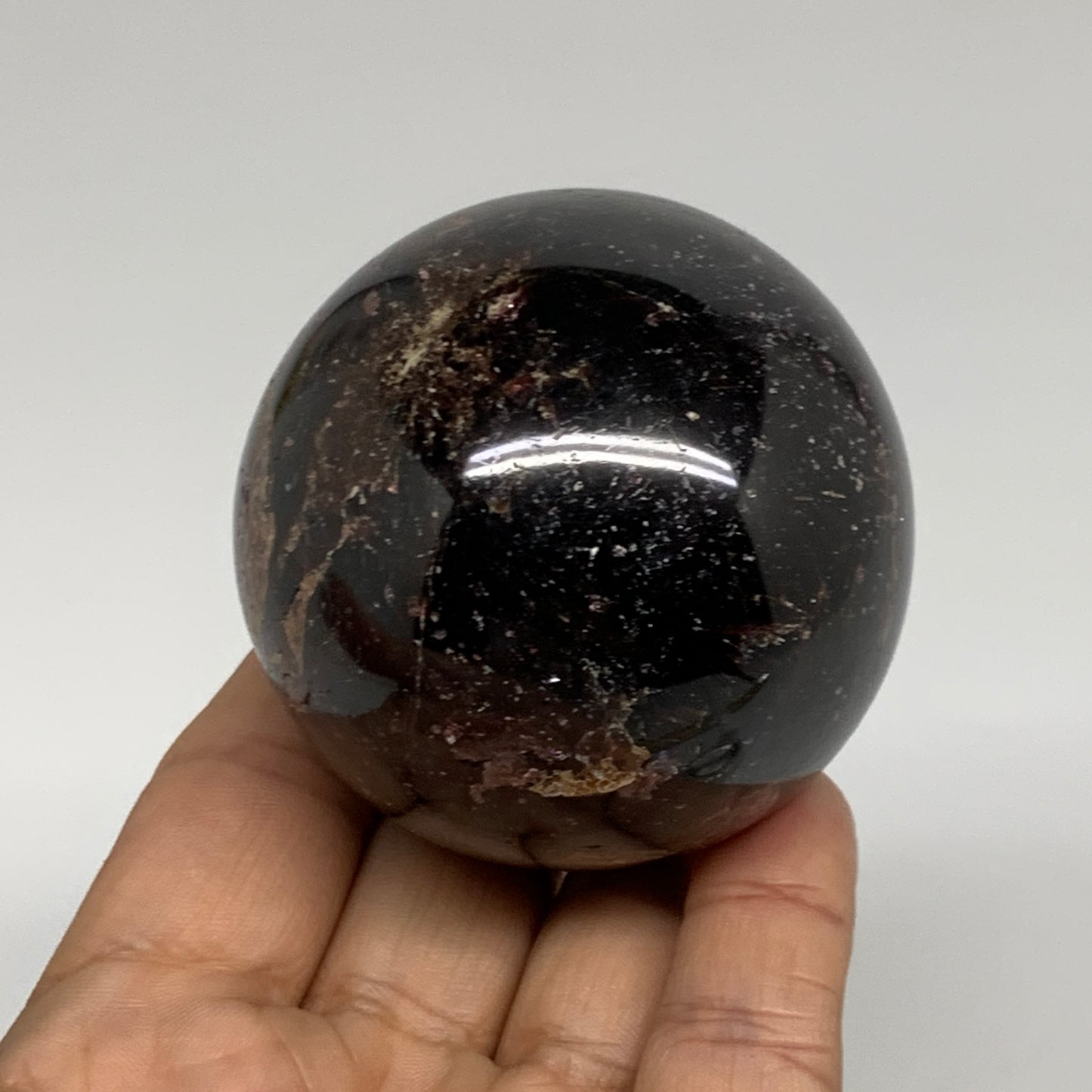 435.6g, 2.3"(59mm), Natural Red Garnet Sphere Ball Gemstone Polished, B35233